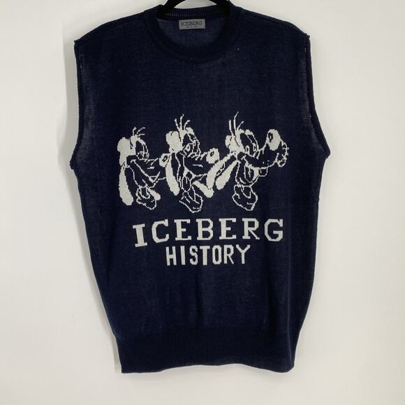 Iceberg History Knitted Vest Looney Tunes Men’s Size Large Navy Avante Garde 406